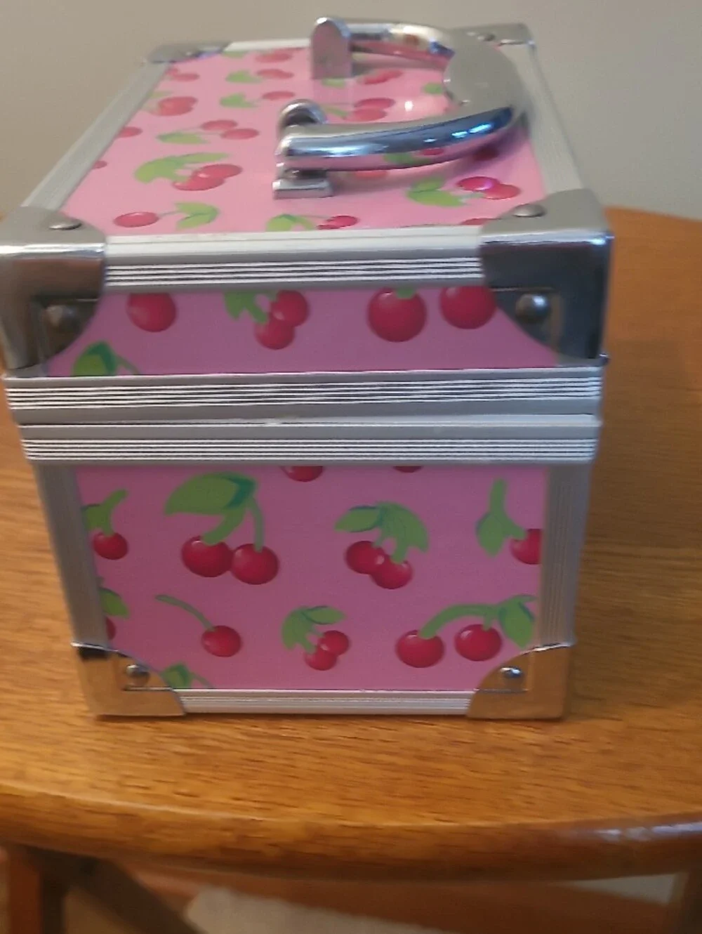 Pink Cherry Print Jewelry Case